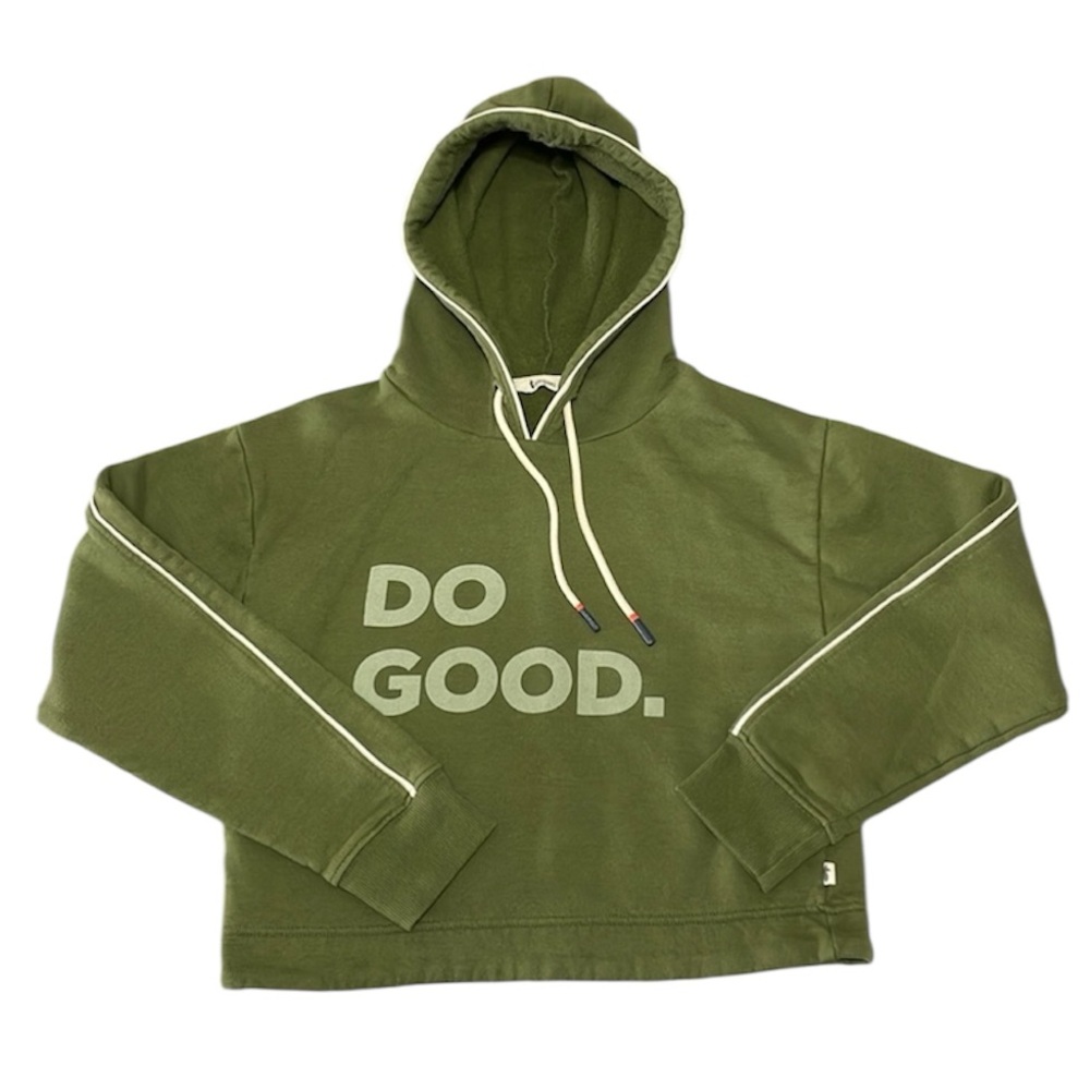 Cotopaxi Green Crop Hoodie Sweatshirt Fleece Lined "Do Good" Size XS Organic